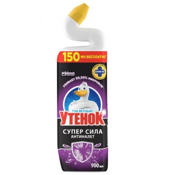 Чистящее средство для унитазов Туалетный Утенок гель Суперсила Антиналет 900 мл /12