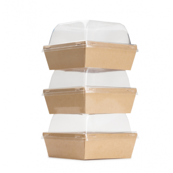 Контейнер бумажный квадратный без крышки OSQ SmartPack 550 box 550 мл крафт  (50 шт в упаковке) /450-1