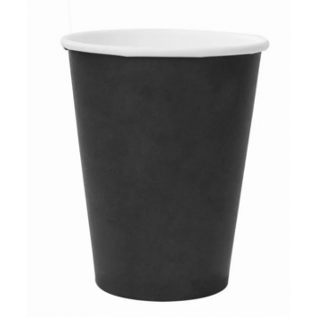 Стакан одноразовый бумажный 1 сл 250 мл d=80 мм для горячего черный /50/1400