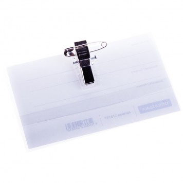 Бейдж OfficeSpace горизонтальный 90х57 мм булавка/зажим-1