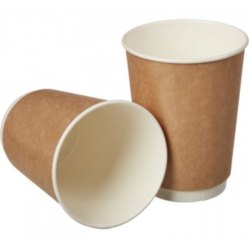 Стакан одноразовый бумажный 2 сл 400 мл d=90 мм для горячего крафт /25/500