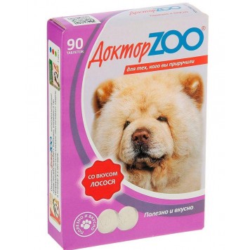 Мультивитаминное лакомство cо вкусом лосося для собак ДОКТОР ZOO 90 шт