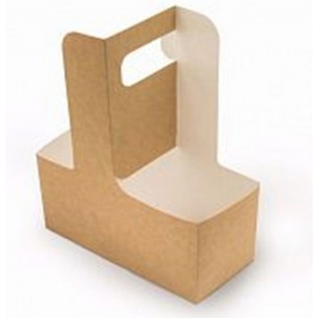 Держатель - переноска для 2-х стаканов с ручкой крафт  /500-1