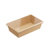 Крышка плоская к контейнер бумажный на вынос односекционный ONECLICK 800 мл, 200x120x55 мм крафт/300