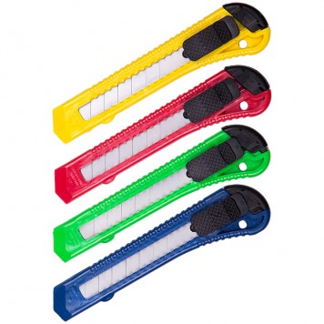 Нож канцелярский 18 мм OfficeSpace, с фиксатором, европодвес /20