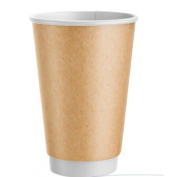 Стакан одноразовый бумажный двухслойный 300 мл, d=90 мм, крафт, для горячих напитков