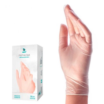 Перчатки виниловые смотровые неопудренные SAF&TY L (50 пар в упаковке)