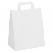 Крафт-пакет бумажный белый с плоскими ручками 280х150х320 мм 70г/м2/250