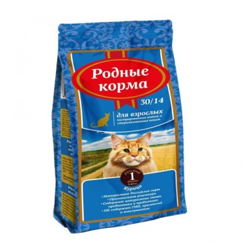 Сухой корм для взрослых стерилизованных кошек "РОДНЫЕ КОРМА" 409г.