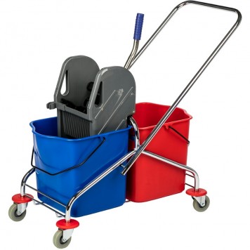 Тележка уборочная двухведерная пластиковый каркас 2х25 отжим пластик-2