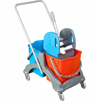 Тележка уборочная двухведерная пластиковый каркас 2х25 отжим пластик-3