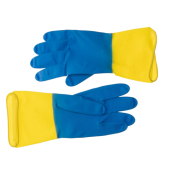 Перчатки хозяйственные латексные сверхпрочные сине-желтые БИКОЛОР XL/144