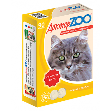 Мультивитаминное лакомство cо вкусом сыра для кошек ДОКТОР ZOO 90 шт
