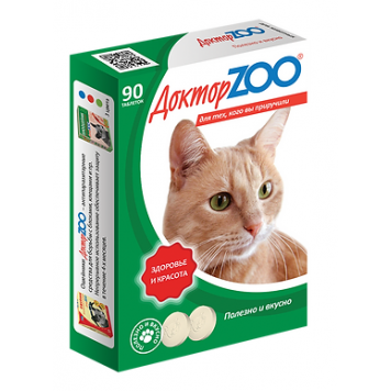 Мультивитаминное лакомство c L-карнитином и таурином для кошек ДОКТОР ZOO Здоровье и красота 90 шт-1