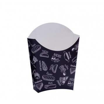 Упаковка для картофеля фри Complement Black 32х82х130мм 120гр /500