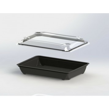 Контейнер дно для суши и роллов КД-007, 222х161х49 мм черный /500-1