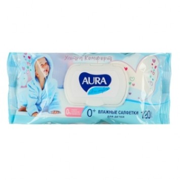 Салфетки влажные детские Aura Ultra Comfort (120 штук в упаковке)