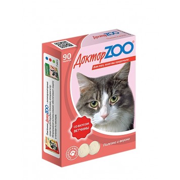Мультивитаминное лакомство cо вкусом лосося для кошек ДОКТОР ZOO 90 шт-1