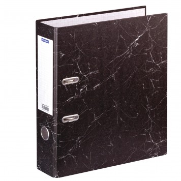 Папка-регистратор OfficeSpace 70мм, мрамор, черная-1
