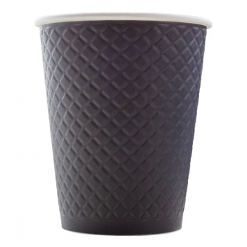 Стакан бумажный одноразовый двухслойный с конгревом Waffle Black  400 ml 25/400