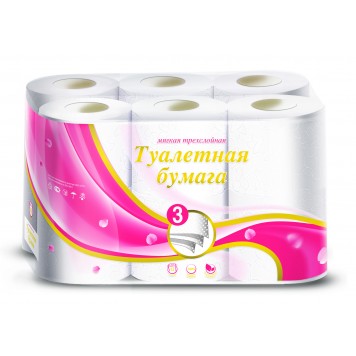 Туалетная бумага Veiro Luxoria 3-слойная белая (12 рулонов в упаковке)/6