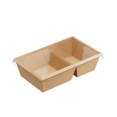 Крышка плоская к контейнер бумажный на вынос двухсекционный ONECLICK 800 мл, 200x120x55 мм крафт 50/300