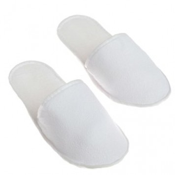 Одноразовые тапочки махровые белые, открытый мыс/150-1