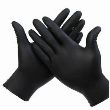 Перчатки виниловые смотровые неопудренные черные М 50 пар в упаковке /10