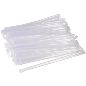 Трубочки коктейльные прямые Прозрачные 8*240 мм в индивидуальной полимерной упаковке (250 штук в упаковке) /16