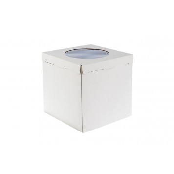 Коробка для торта белый с окном 300х300х450 мм /10