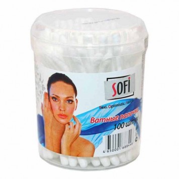 Палочки ватные Софи 100 штук в упаковке (стакан) /48