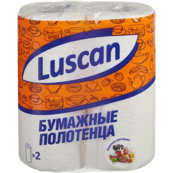 Полотенца бумажные на втулке Luscan 2-сл белые 12,5м (2 рулона в упаковке)