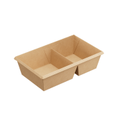 Контейнер бумажный на вынос двухсекционный ONECLICK 800 мл, 200x120x55 мм крафт 50/300
