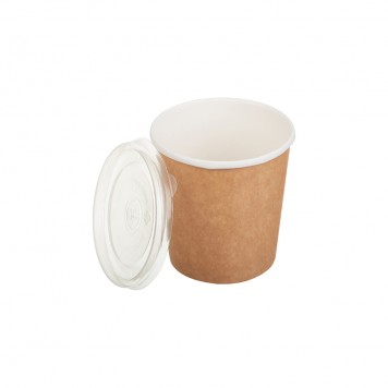Контейнер бумажный для салата, с прозрачной крышкой 470мл Крафт (50 шт в упаковке) /500-1