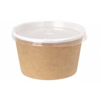 Контейнер бумажный для салата, с прозрачной крышкой 470мл Крафт (50 шт в упаковке) /500