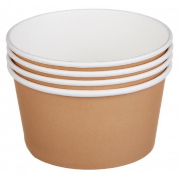 Контейнер бумажный для салата, с прозрачной крышкой 470мл Крафт (50 шт в упаковке) /500-2