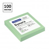 Самоклеящийся блок OfficeSpace 50*50мм, 100л, зеленый