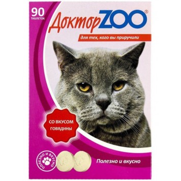 Мультивитаминное лакомство cо вкусом говядины для кошек ДОКТОР ZOO 90 шт