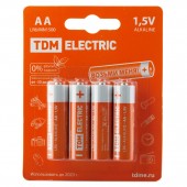 Батарейка пальчиковая TDM LR6 AA  Alkaline1.5V BP-4 /4шт./уп Батарейка пальчиковая TDM LR6 AA  Alkaline1.5V BP-4 /4шт./уп