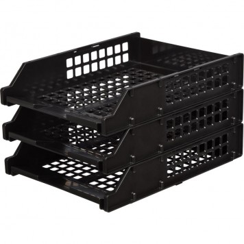 Лоток горизонт. CТАММ STRONG черный пластик 3 шт на металл. стержн. 6 см