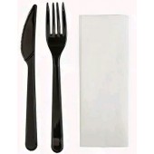 Набор столовых приборов 3 Черный Кристалл элит BLACK  (нож, вилка, салфетка) 18 см  300 шт