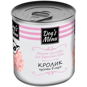 Dog`s Menu 340 г консервы для взрослых собак с кроликом кусочки в соусе 1х12