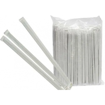 Трубочки коктейльные прямые Черные 8*240 мм в индивидуальной бумажной упаковке (250шт/упак) /16-1