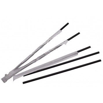 Трубочки коктейльные прямые Черные 8*240 мм в индивидуальной бумажной упаковке (250шт/упак) /16