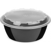 Контейнер ПП 950 мл круглый суповой черный с прозрачной крышкой /150