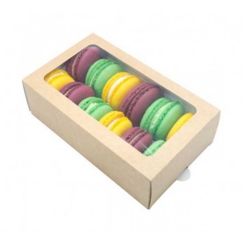 Контейнер бумажный c окном, для печенья и макарони OSQ MB 12 180х110х55 /300