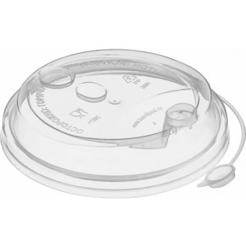 Крышка со съёмным питейником d=80мм, прозрачная матовая (50 шт в упаковке, 1000 шт в коробке)-1