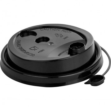 Крышка со съёмным питейником d=90мм, черная (50 шт в упаковке, 1000 шт в коробке)